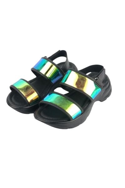 Çocuk Hologram Siyah Rahat Sandalet