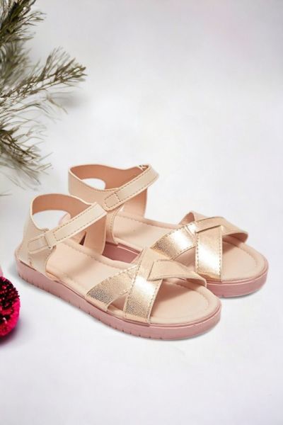 Çapraz Pudra Pembe Eflatun Kız Çocuk Sandalet