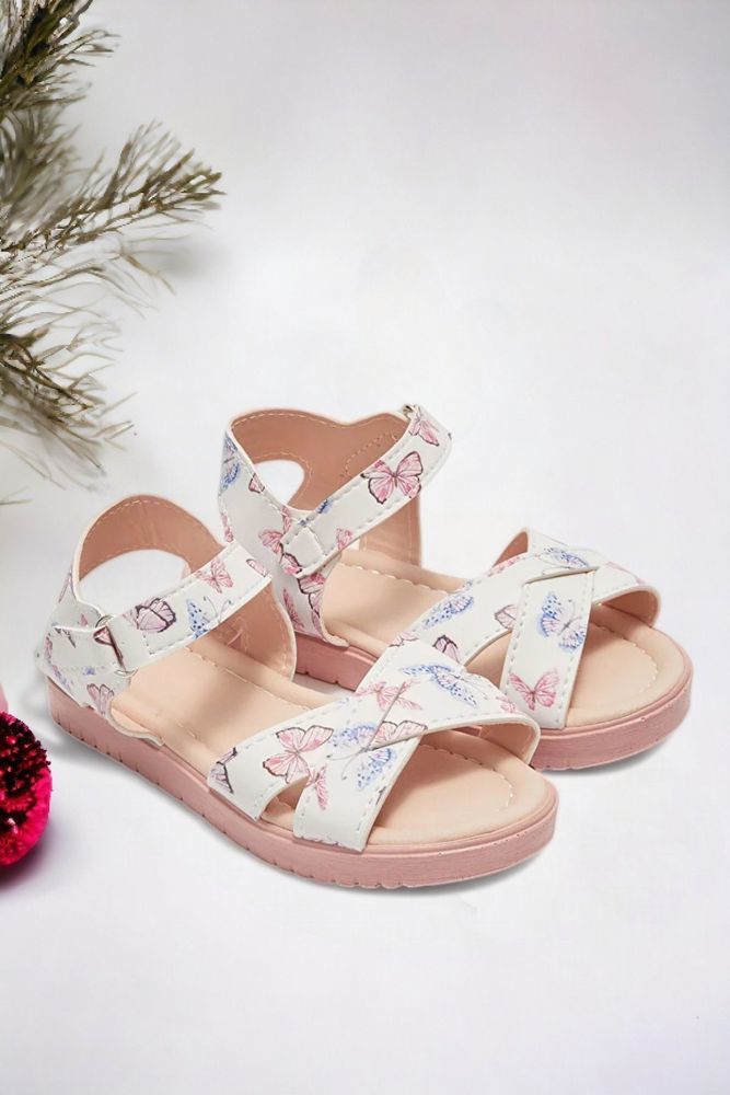 Kız Bebek Pembe  Kelebek Desenli Sandalet Pembe - 26