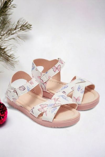 Kız Bebek Pembe  Kelebek Desenli Sandalet Pembe - 26