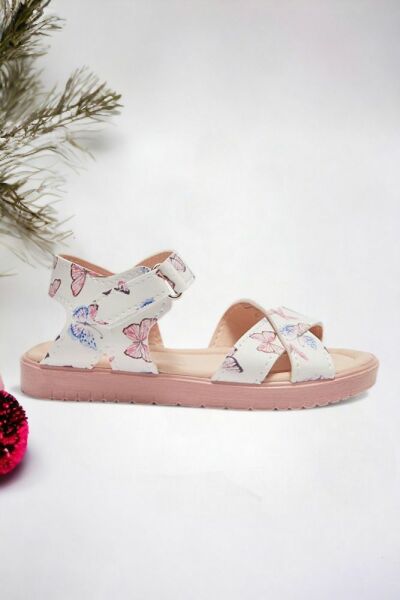 Kız Bebek Pembe  Kelebek Desenli Sandalet Pembe - 26