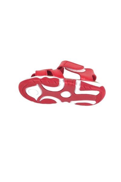 Haki Bantlı Unisex Çocuk Sandalet Kırmızı - 22
